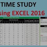 Time Study In Industrial Engineering Using Microsoft Excel