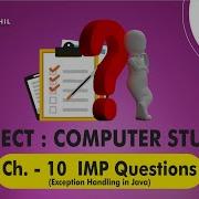 Std 12 Ch 10 Exception Handling In Java IMP Questions English Medium GSHEB