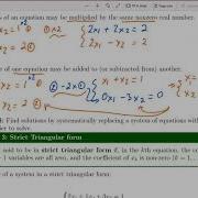Linear Algebra Section 1 1 Cont Strict Triangular Form