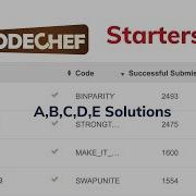 Codechef Starters 124 Solutions Binary Parity Table Strength Swap And Unite Make It One