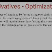 OPTIMIZATION Maximum Area That Can Be Enclosed By Fence Costing 9000