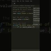 Python Program To Print ASCII Value Of A Character Coding Programming Shorts