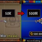 50K 500M CoiN S With 10 Win STreaKs 8 Ball Pool Unknown Gamer 8bp