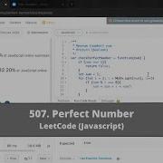 How To Solve 507 Perfect Number On LeetCode Javascript