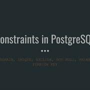 Constraints In PostgreSQL