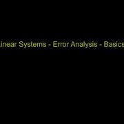 Numerical Solutions Of Linear Systems Error Analysis