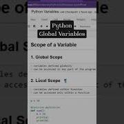 Python Global Variables Python Variablesinpython Link In Description For Full Video