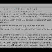 The Stein Chen Method Dr Fraser Daly Lec 1