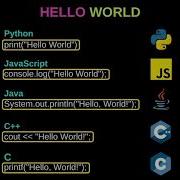 Print Hello World In Python JavaScript Java C And C Programming Syntax