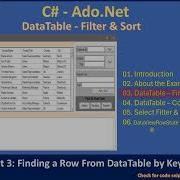 DataTable Filter Sort Part 3 Finding A Row By Primary Key Ado Net Tutorial 066