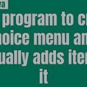 Java Program To Creates Choice Menu And Manually Adds Item To It Uttamsoft Hindi