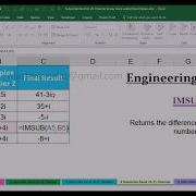 IMSUB Engineering Function With Examples In MS Office Excel Spreadsheet 2016