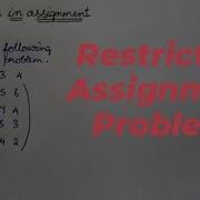 Restriction Assignment Problem Operation Research B Com 4 Semester Trending