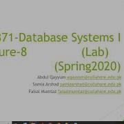 Lec8 Lab CSC371 Database Systems