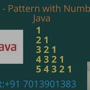 Pattern With Numbers In Java Part 18
