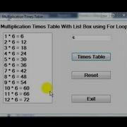 Visual C Multiplication Times Table Tutorial Using ListBox