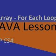 AP CSA Unit 6 For Each Loop In Arrays