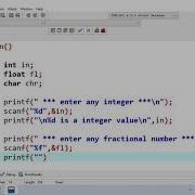 Take Integer Float And Charecter As An Input From User And Display It On Output Screen
