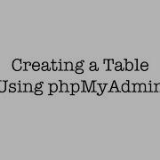Creating A Table Using PhpMyAdmin