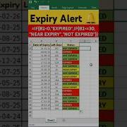 How To Create An Expiry Alert In Excel Shorts