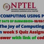 NPTEL The Joy Of Computing Using Python Week 5 Quiz Assignment Answers With Proof Of Each Answer