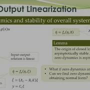 NCS 29 Internal Dynamics Zero Dynamics And Example Of Input Output Linearization