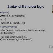 Logic 7 First Order Logic Stanford CS221 AI Autumn 2021
