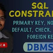 CONSTRAINTS IN SQL PRIMARY KEY NOT NULL DEFAULT CHECK UNIQUE FOREIGN KEY DBMS