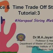 Space Time Tradeoff Tutorial 3 Horspool Algorithm Dr M A Jayaram
