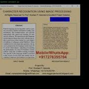Python Code For Character Recognition Using Image Processing OpenCV Project With Source Code