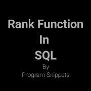 Rank Function In MS SQL Server
