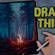 PROCREATE DRAWING Tutorial Landscape In EASY Steps Forest Camp Fire