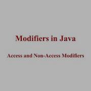 APP Java Modifiers