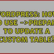 Wordpress How To Use Wpdb Prepare To Update A Custom Table
