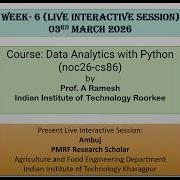 Week 6 Data Analytics With Python Noc26 Cs86