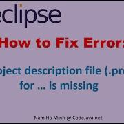 Eclipse How To Fix Error The Project Description File Project For Is Missing