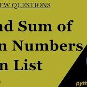 Sum Of Even Numbers In A List Python Coding Interview Leetcode Pythonvibes