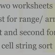 VBA Arraylist Sort Function Range Array And Cell String Sort Excel Cell By Cell