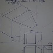 Isometric Drawing From Orthographic Views Solid Geometry Example 2