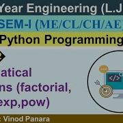 Lec 42 Mathematical Functions Factorial Fmod Pow Python Programming First Year Engineering