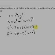 Optimization Find Two Numbers Whose Sum Of Squares Is A Minimum