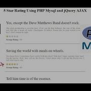5 Star Rating Using PHP Mysql And JQuery AJAX