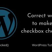 Correct Way To Make Checkbox Checked Checked WordPress