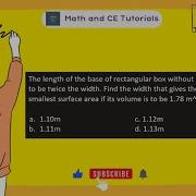 MSTE Problem 1 Optimization Minimum Surface Area Of Rectangular Box CELE November 2021