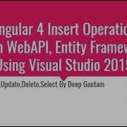 Angular 4 Insert Operation With Webapi And EF