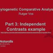 Phylogenetic Comparative Methods 3 Independent Contrasts Example