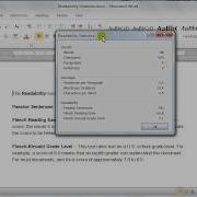 Microsoft Word 2010 Readability Statistics
