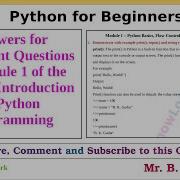 Questions And Answers Of Module 1 Of Introduction To Python Programming VTU