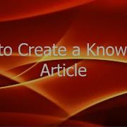 How To Create A Knowledge Article