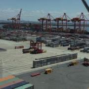 Robots And Humans Moving Shipping Containers At The Port Of Brisbane